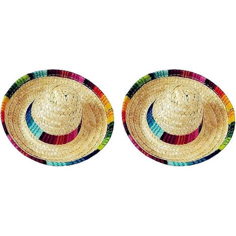 Lot de 2 serre-têtes adorables pour animaux de compagnie, mini bandeau mexicain amusant, chapeau de paille, accessoires pour animaux (petit, couleur aléatoire, motif aléatoire)-S