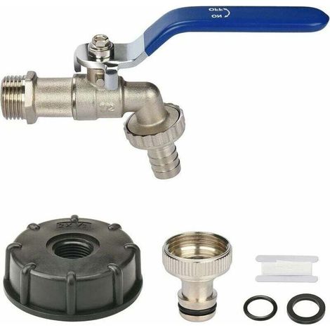 Raccord robinet pour cuve IBC, avec raccord de tuyau 1/2" (13mm), adaptateur de vidange de réservoir. Parfait pour robinet de jardin, installation facile et étanche.