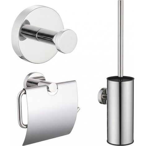 Adema Rise Ensemble WC - porte-rouleau de papier toilette - patère - ensemble balai de WC - assorti à Grohe chromé