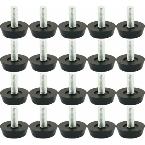 20 pies niveladores ajustables para muebles M6 x 20 mm, almohadilla ajustable para patas de muebles, base para mesas y sillas, protector de suelo, deslizador de tornillos
