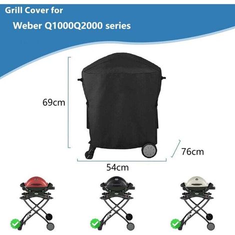 Housse de barbecue étanche 210D pour les séries Weber Q1000 et Q2000, dimensions : 54 x 76 x 69 cm (1/3)
