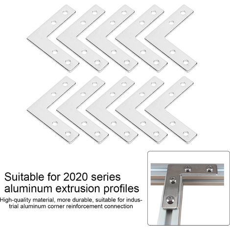 10 plaques de connexion pour profilés aluminium 2020, fixations en acier au carbone, lot de 10, 20x20L (1/5)
