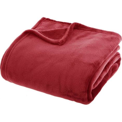 Plaid couverture en flanelle coloris Rouge - Longueur 230 x largeur 180 (1/3)