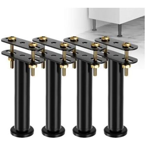 BUNTHAUS Lot de 4 pieds de lit réglables en hauteur de 18 à 32 cm - Pieds de support moyens robustes pour cadre de lit - Kit de renforcement pour sommier à lattes (1/5)