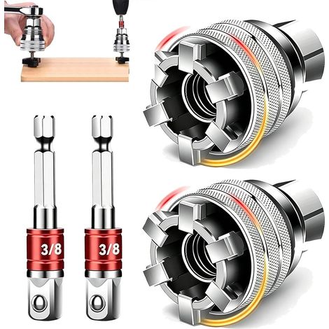 Universal-Steckschlüssel 10 mm - 19 mm, selbstjustierender Stahl-Steckschlüssel für Ratsche (3/8"-Antrieb) und Bohrmaschine (2er-Set) (1/5)