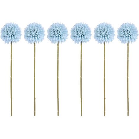 6pcs Fleur de Pissenlit Faux Oignon Boule de Fleur Bouquet Dhortensia en Soie Arbustes en Plastique Buissons Plante pour Bouquet de Mariage de Mariée Maison Jardin Décoration (Bleu) (1/5)