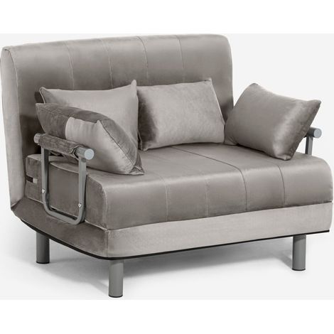 Sillón cama plegable compacto de terciopelo Deborah Twin Lux - Gris