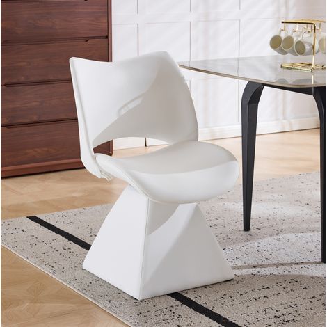 Esszimmerstuhl Drehstuhl Weiß aus Kunstleder mit Rückenlehne OKMYHOME (1/5)