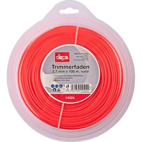 Motorsense Freischneider Mähfaden Trimmerfaden 2,7mm-100m rund Nylon Signalfarbe (1/2)