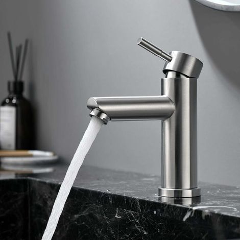 Waschtischarmatur, Einhebelmischer aus Edelstahl 304, modernes Design, regulierbares Warm- und Kaltwasser (1/5)