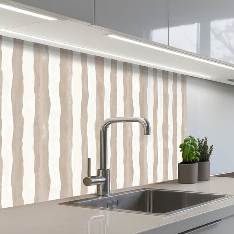 Kitchen Splashback Minimalist - Stripes - Beige 80x60 cm