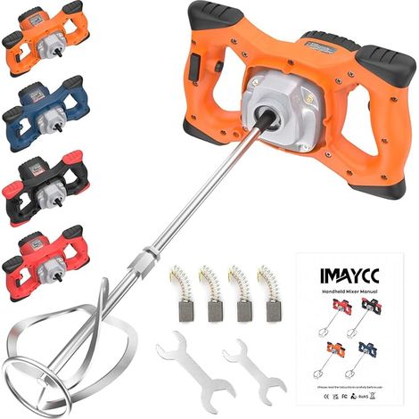 2100 W Concrete Mixer, Concrete Mixer, 220 V, Concrete Mixer with 6 Speeds, Electric Concrete Mixer, Ideal for Mixing Food, Plaster, Paint, Cement (Orange) (1/5)