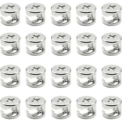 20PCS Connecteurs Meubles en Alliage de Zinc Ecrous Excentriques Meubles 15x12mm Robustes et Anticorrosion, Verrouillage à Came Meubles Facile pour Armoires, Tiroirs, Commodes et Penderies (1/5)