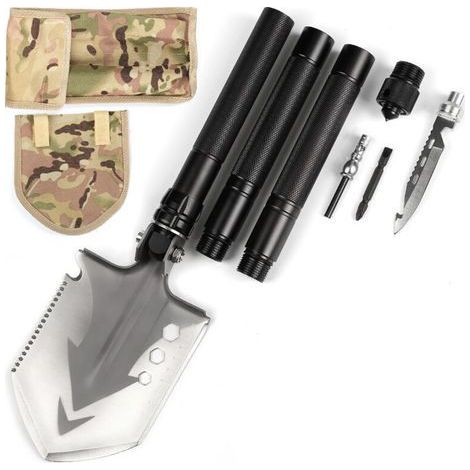 Überlebensschaufel, 12-Funktionen-Klappschaufel, 82 cm multifunktionale Militär-Überlebensschaufel für Camping, Überleben, Wandern und Gartenarbeit (1/5)