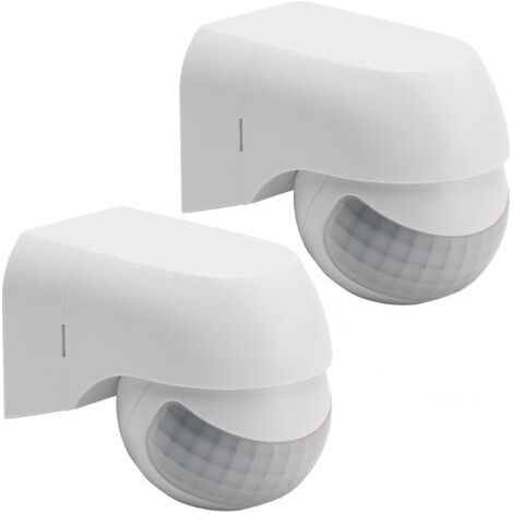 BUNTHAUS 2 pièces IP44 intérieur extérieur imperméable capteur de Mouvement Infrarouge PIR, portée de détection jusqu'à 6m à 120°, AC 220 240V logement Blanc