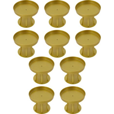 Lot de 10 petit vase doré de mariage, support à fleurs rond en métal, présentoir floral centre de table, pour féte, anniversaire, réception et évènement - Ø20 cm, hauteur 15 cm (1/5)