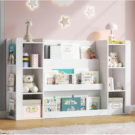 Librería infantil con almacenamiento, MDF, blanca, 140 x 30 x 95 cm DESVIAE (1/5)