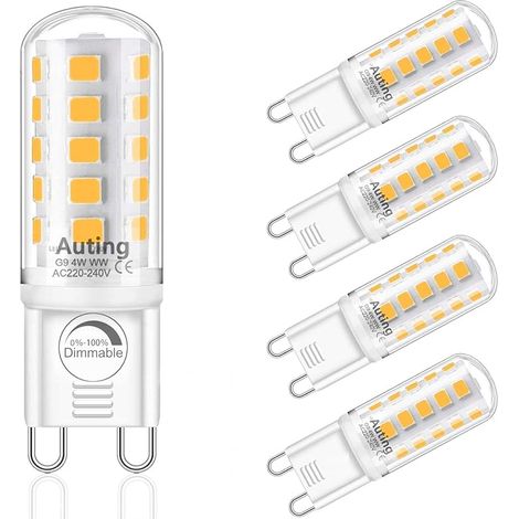 VUSZR G9 LED Warmweiß Dimmbar, 2700K AC220-240V 4W Ersatz 40W G9 Halogenlampe, 4W Glühbirne g9 LED Leuchtmittel 400Lm Warmweiss für Drinnen und Draußen Schmücken Beleuchtung Kein Flackern Glühlampe (1/5)