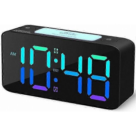 Réveil numérique avec veilleuse 7 couleurs pour gros dormeurs, noir (1/5)