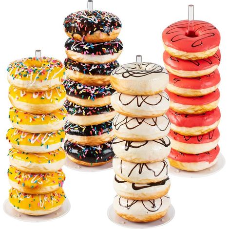Support à beignets transparent couleur 101030cm 4 support à donuts à fond rond en acrylique transparent pour table à dessert anniversaire mariage (1/5)
