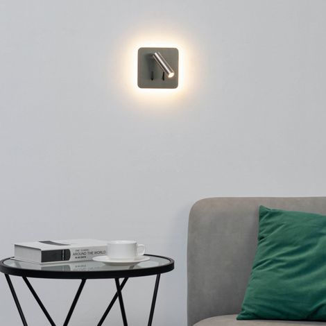 Multifunktionale silberne quadratische doppelte LED-Leselampe - Bilbao