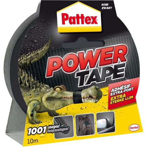 Adhesivo multiusos para reparación de lonas PATTEX, Power tape L.10 mx l.51 mm, negro PATTEX
