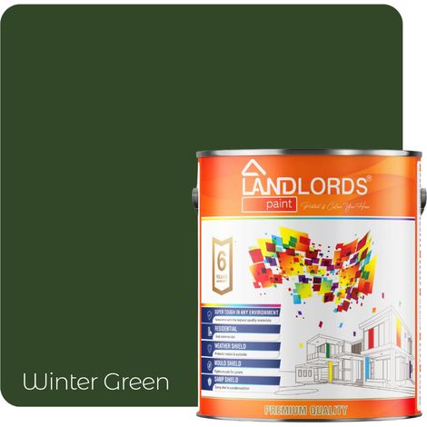 Landlords Paint - Masonry Paint - Best Weatherproof Exterior Wall Protection - Winter Green - 2.5L (1/5)