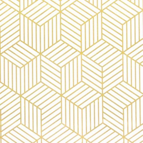 Papier peint autocollant à rayures géométriques de l'hexagone doré - Papier peint autocollant - Pour meubles - Doré et blanc - 45 x 500 cm - Papier cadeau de Noël (1/5)