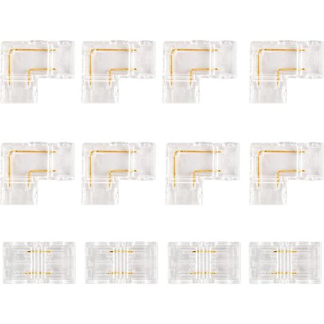 Lot De 12 Pièces COB LED Bandes Connecteurs Pour 2 Broches De 8 Mm,connecteur Ruban LED,connecteurs Pour Bandes LED en L Et en I,connecteur Transparent,prêts À L'emploi (1/5)