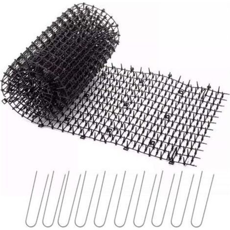 Répulsif pour insectes et animaux,Tapis Anti Chat Jardin avec Pointes 200281,8 CM avec 10 Piquets en Métal, Noir (1/4)