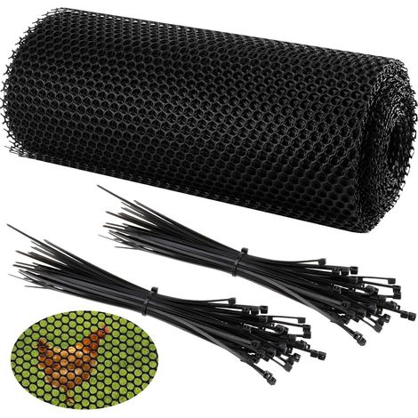 Plastic Chicken Wire Netting Roll with 100 Ties 40cm x 15m Black Plastic Netting for Gardening Poultry Animals (1/5)
