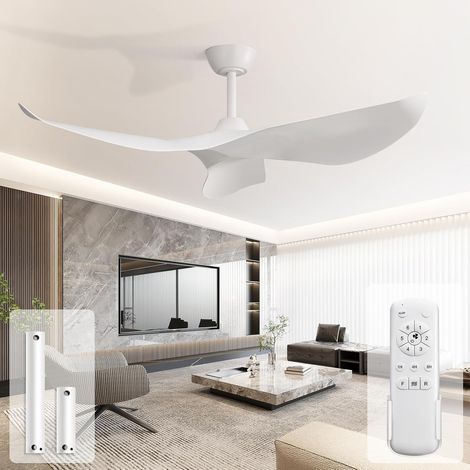 Ventilateur de Plafond 132 cm Télécommande 3 Pales 6 Vitesses Minuterie DC Moteur Silencieux Ventilateur Plafond pour Chambre (1/5)