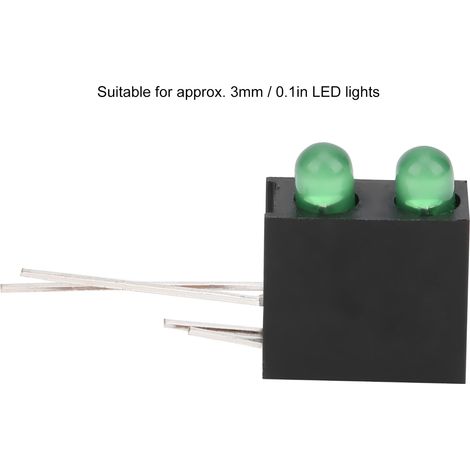 Hochleistungsfähige 3-mm-Doppelloch-Lampenfassung, schwarze quadratische Lampenfassung mit grünem Licht. (1/4)