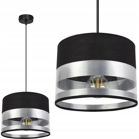 Elegante verchromte Hängeleuchte mit LED-Lampenschirm (1/5)