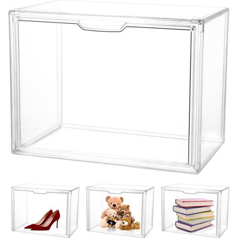 Display case for collections 36x27x23 cm – Stackable, dustproof acrylic box with magnetic door – Display of figurines, bags, shoes