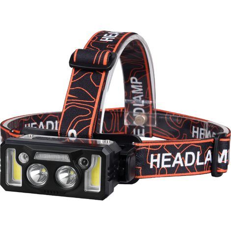 (T143) Phares LED, chargement USB, conception d'éclairage bicolore rouge et bleu, écran d'affichage numérique COB.