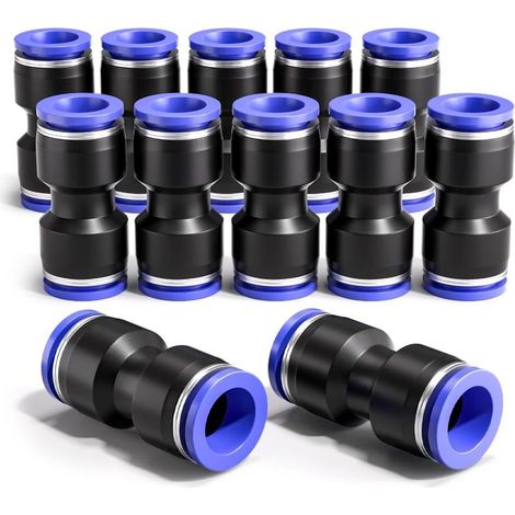 12 PCS 12mm Direct Push - in Connected Pneumatic Connector, 2 - way Plastic Rapid release pu Air Line adaptateur (1/4)