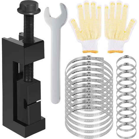 Achsmanschetten-Klemmwerkzeug mit Edelstahlschellen und Handschuhen (1/5)