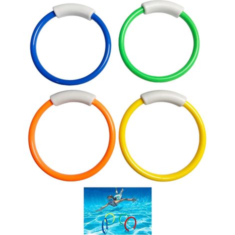 4 Pack Diving Rings for Swimming Pool, Diving Toys for Underwater Training, Diving Toy for Kids, Fun Pool Games for Swimming (1/5)