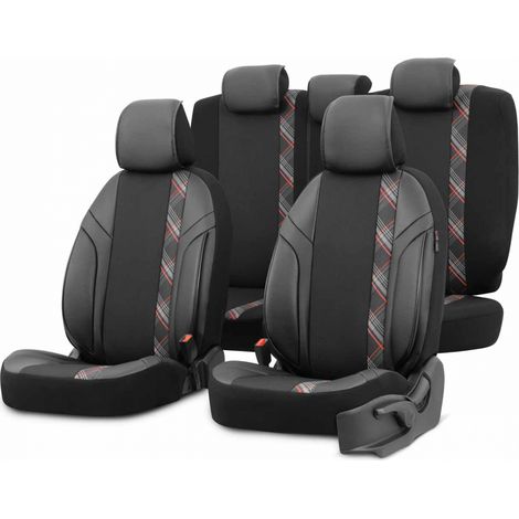 Juego de fundas para asientos de coche Oto Horizon 1801 ROJO con 3 cremalleras (1/5)
