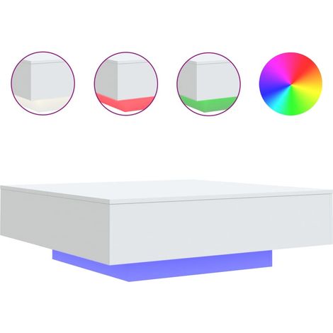 Maison Exclusive - Couchtisch mit LED-Leuchten Weiß 100x100x31 cm