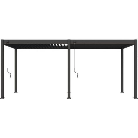 Ombrea – Pergola bioclimatique autoportée 3x6 m – Aluminium anthracite – Lames orientables 135° – Étanchéité renforcée avec gouttière intégrée (1/5)