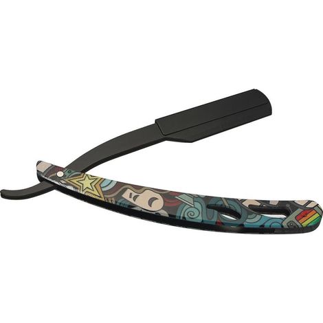 Rasoir droit pliant barbe métal lame manche pliable coupe-cheveux outil rasage (1/5)