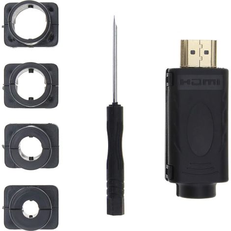 Adaptateur de connecteur sans Soudure bornier à vis mâle HDMI 2.0 avec Tournevis à Fente et Kit de Manchon de Clip 5mm 7mm 9mm 10mm Remplacement Accessoires kit Reparation (1/5)