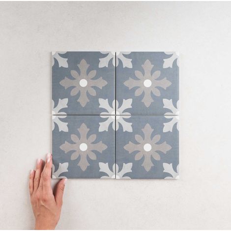 Carrelage effet carreaux de ciment 15x15 cm en grès cérame – 0,5m² – Pose au sol et mur – Pour cuisine, salon et salle de bain – APE