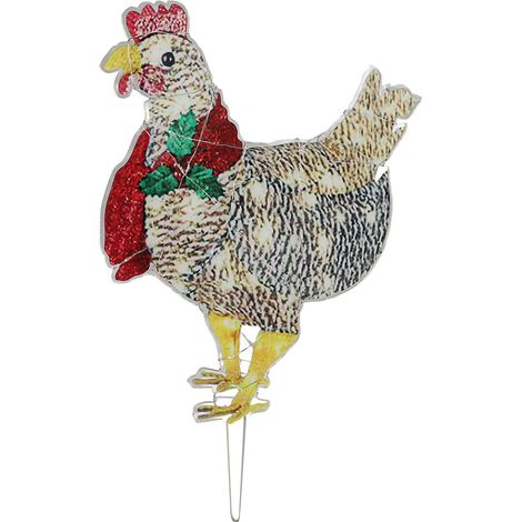 Leuchtendes Huhn mit Schal, dekoratives LED-Huhn für Garten, Rasen, Hof, Weihnachtsdekoration (Batterien nicht enthalten) (1/5)