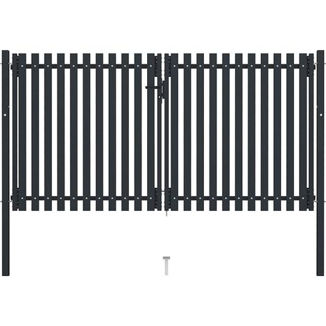 Doppeltür-Gartentor aus Stahl 300 x 175 cm Anthrazit vidaXL