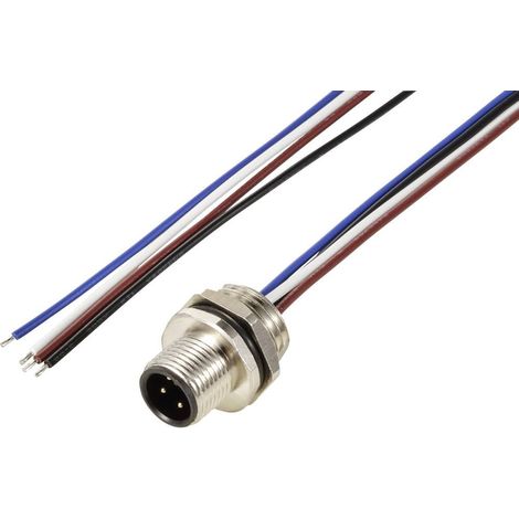 TRU COMPONENTS TC-12833040 Fiche encastrée pour capteur/actionneur M12 embase mâle 0.5 m Nombre de pôles: 4 1 pc(s) A765873 (1/3)