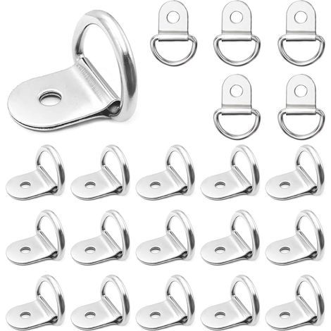 Anillo de amarre para remolque (20 unidades), gancho de amarre resistente en forma de D de acero inoxidable, anillos de montaje de tracción para remolques, camiones, barcos y coches. (1/5)