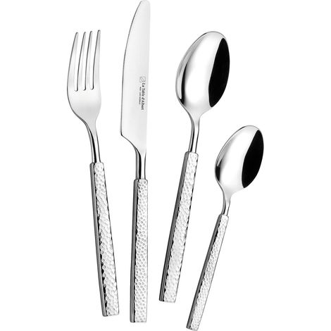 Ménagère 24 Couverts - 6 Couteaux de Table + 6 Fourchettes + 6 Cuillères à Soupe + 6 Cuillères à Café - Lames et Manches Forgés en Acier Inoxydable - Boîte Couleur (1/5)